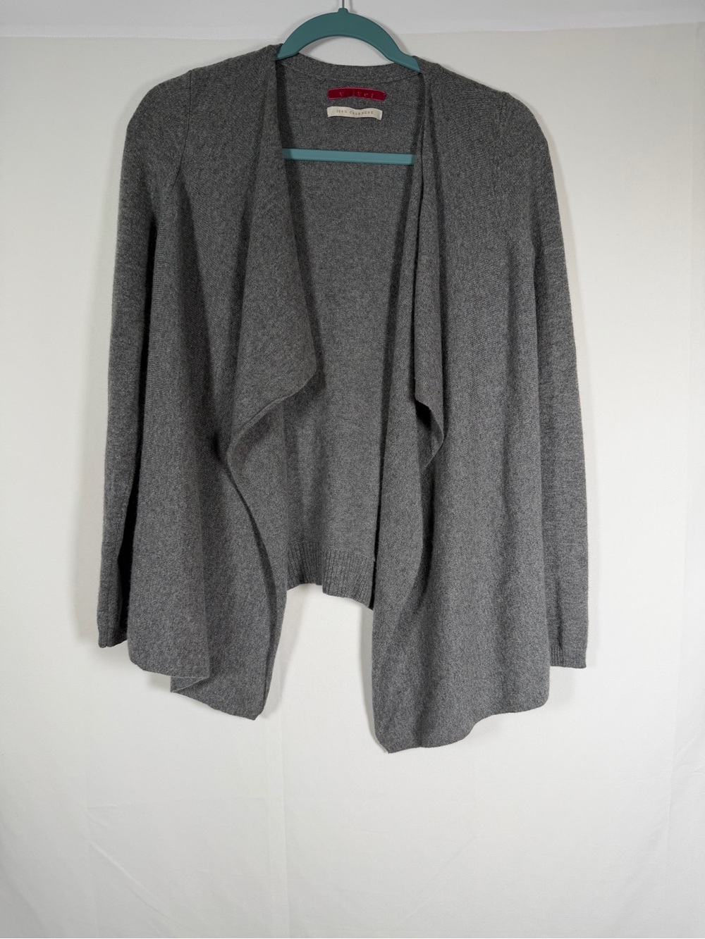 Velvet by Graham & Spencer Gray Cashmere Cascade Open-Front Cardigan luxury